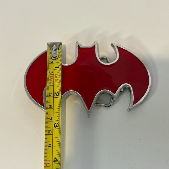 DC Comics Batman Belt Buckle Silver Metal & Red Bat Symbol Logo - Picture 3 of 8